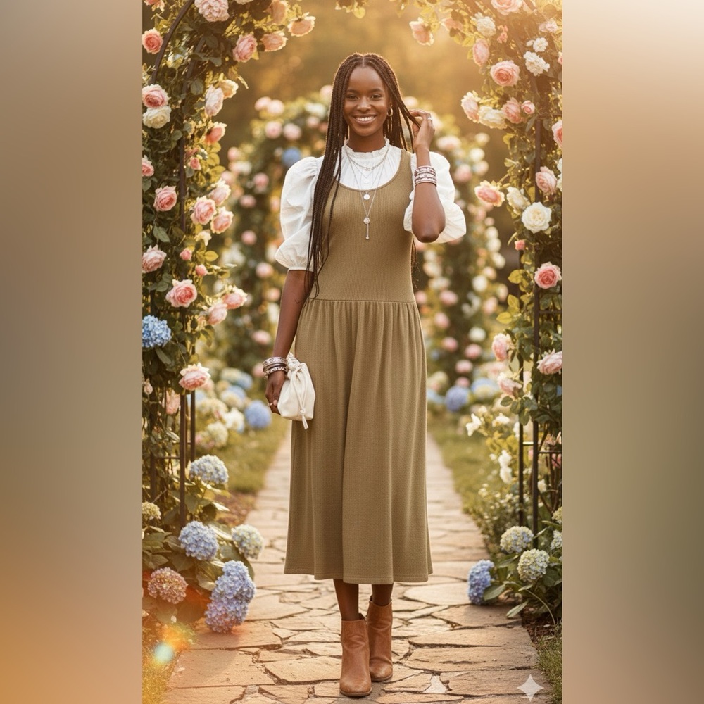 Drop Waist Knit Midi Slip Dress